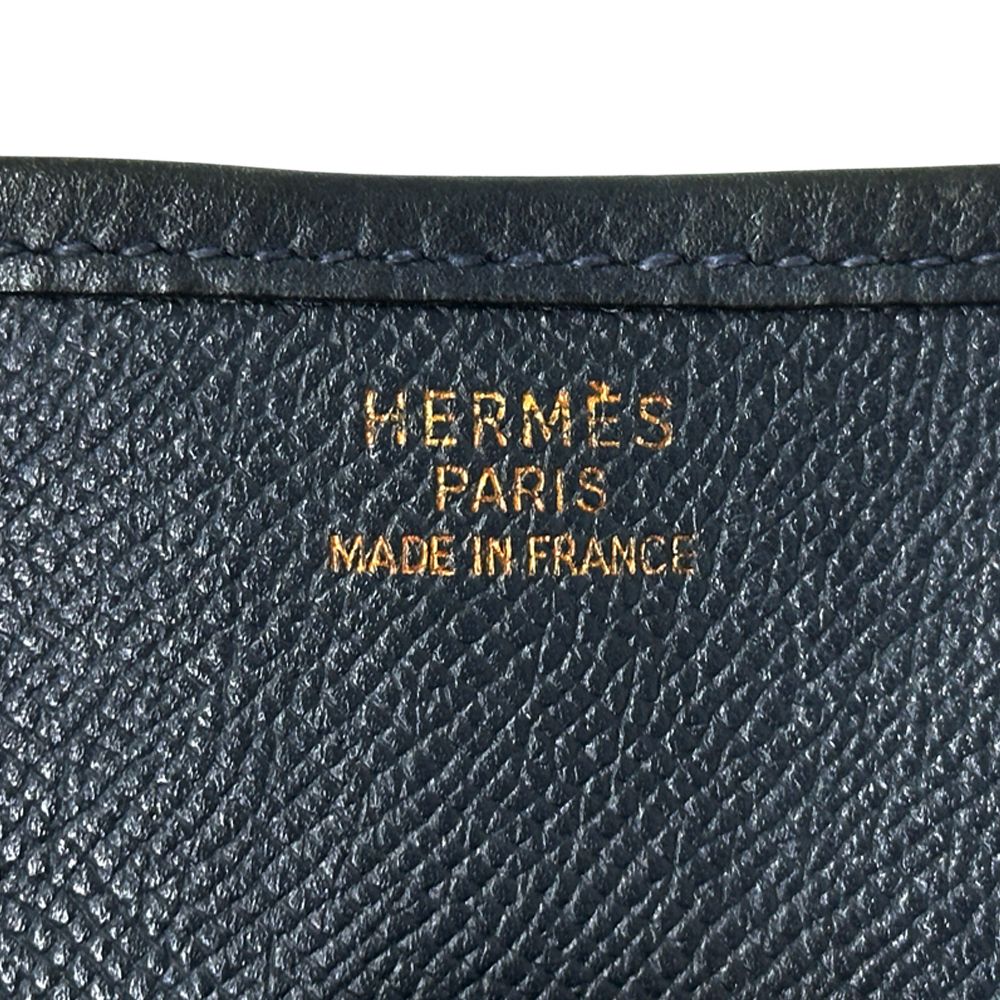 Hermes Evelyne 1 Shoulder Bag Veau Epsom Blue Navy Gold — view 6
