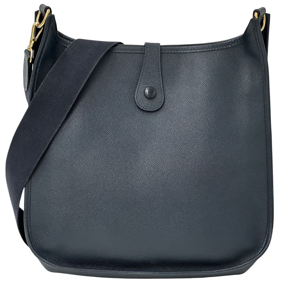 Hermes Evelyne 1 Shoulder Bag Veau Epsom Blue Navy Gold — view 2