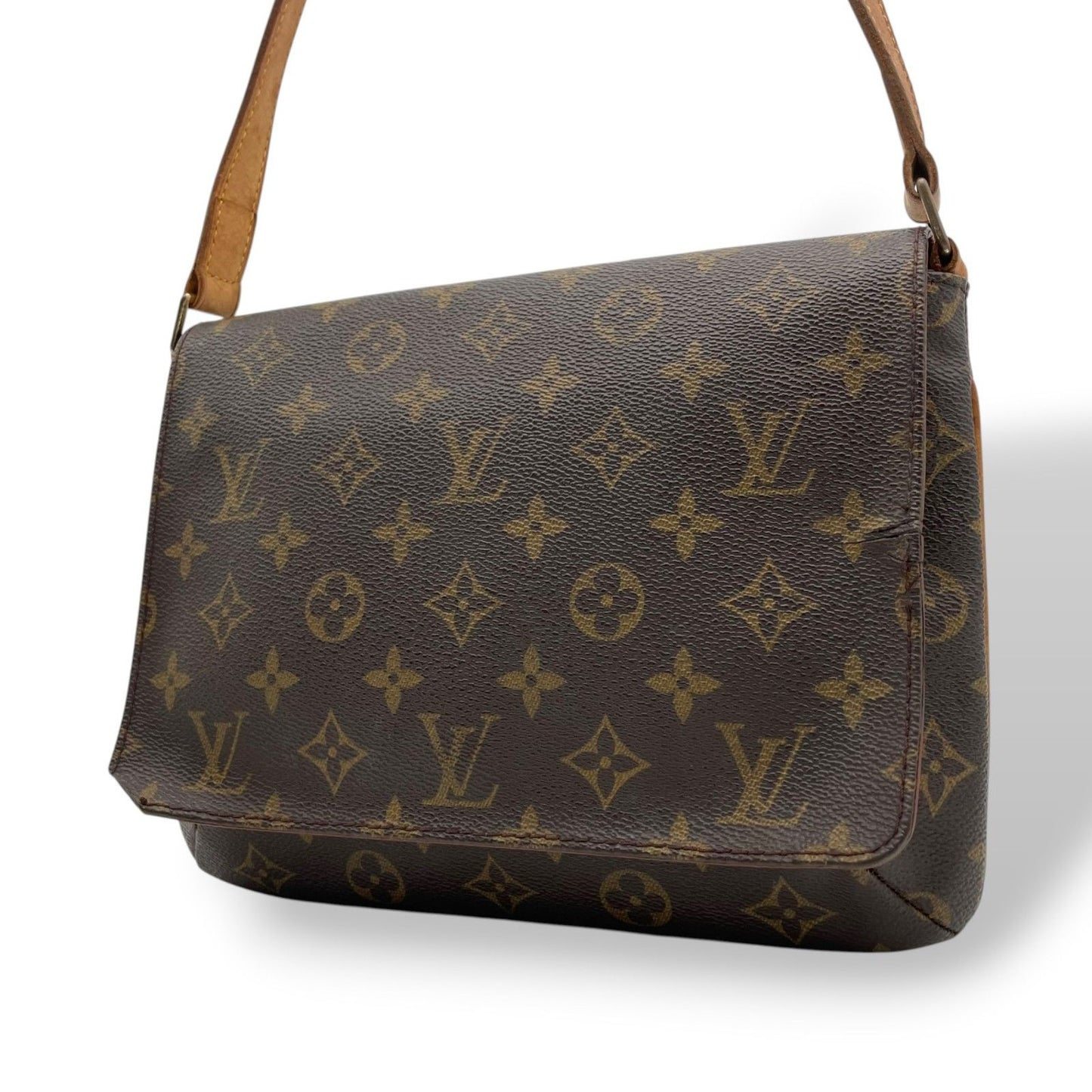 Louis Vuitton Monogram Musette Tango Shoulder Bag Crossbody Leather Brown Gold