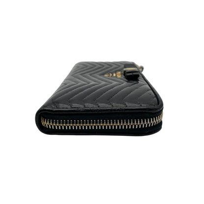 Prada Wallet L-shaped Zipper Quilted V-shaped Stitch Ribbon Metal Logo Nappa — view 5
