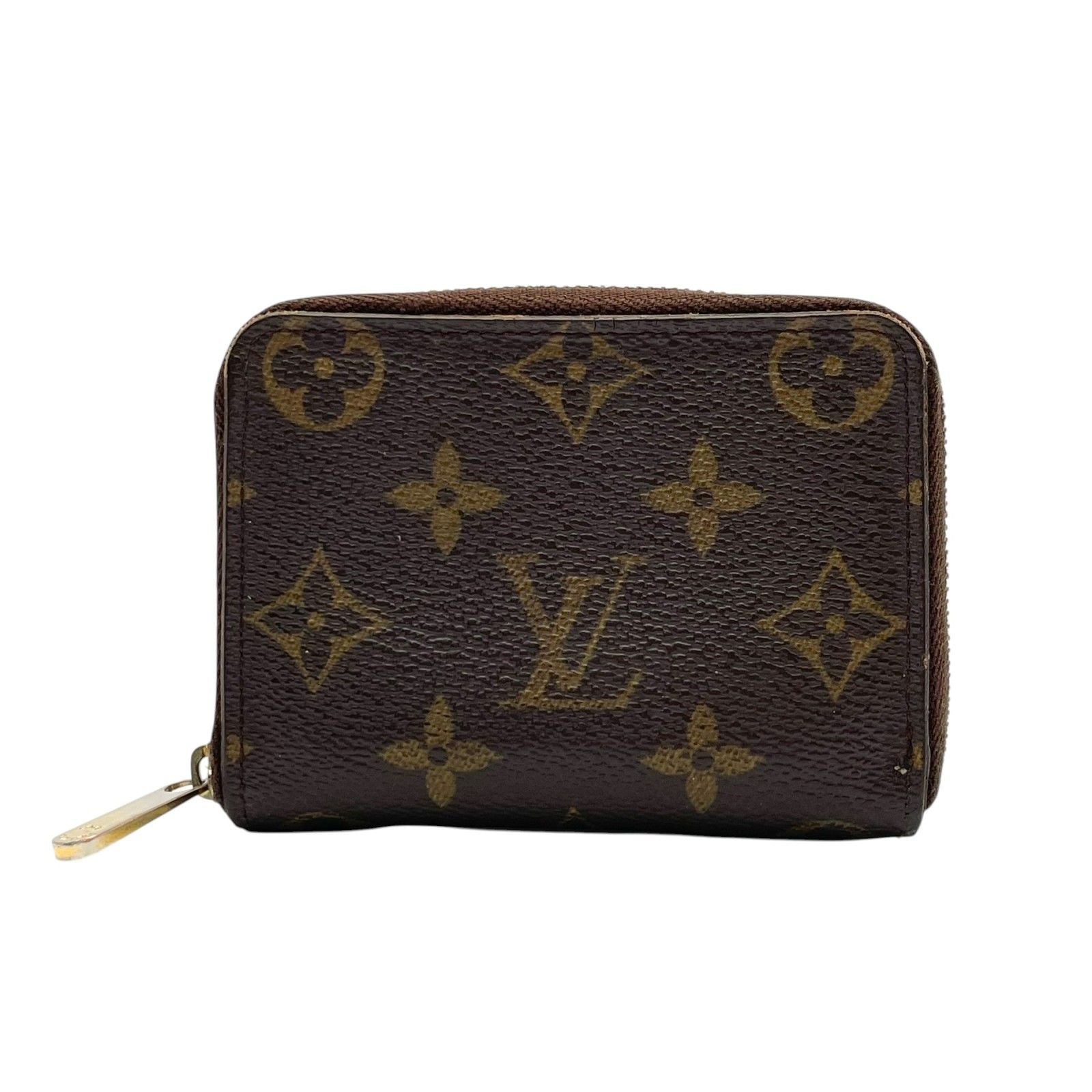 Louis Vuitton Monogram Zippy Coin Purse Wallet Zip Around Leather Brown Gold — view 2