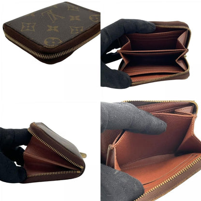 Louis Vuitton Monogram Zippy Coin Purse Wallet Zip Around Leather Brown Gold — view 8