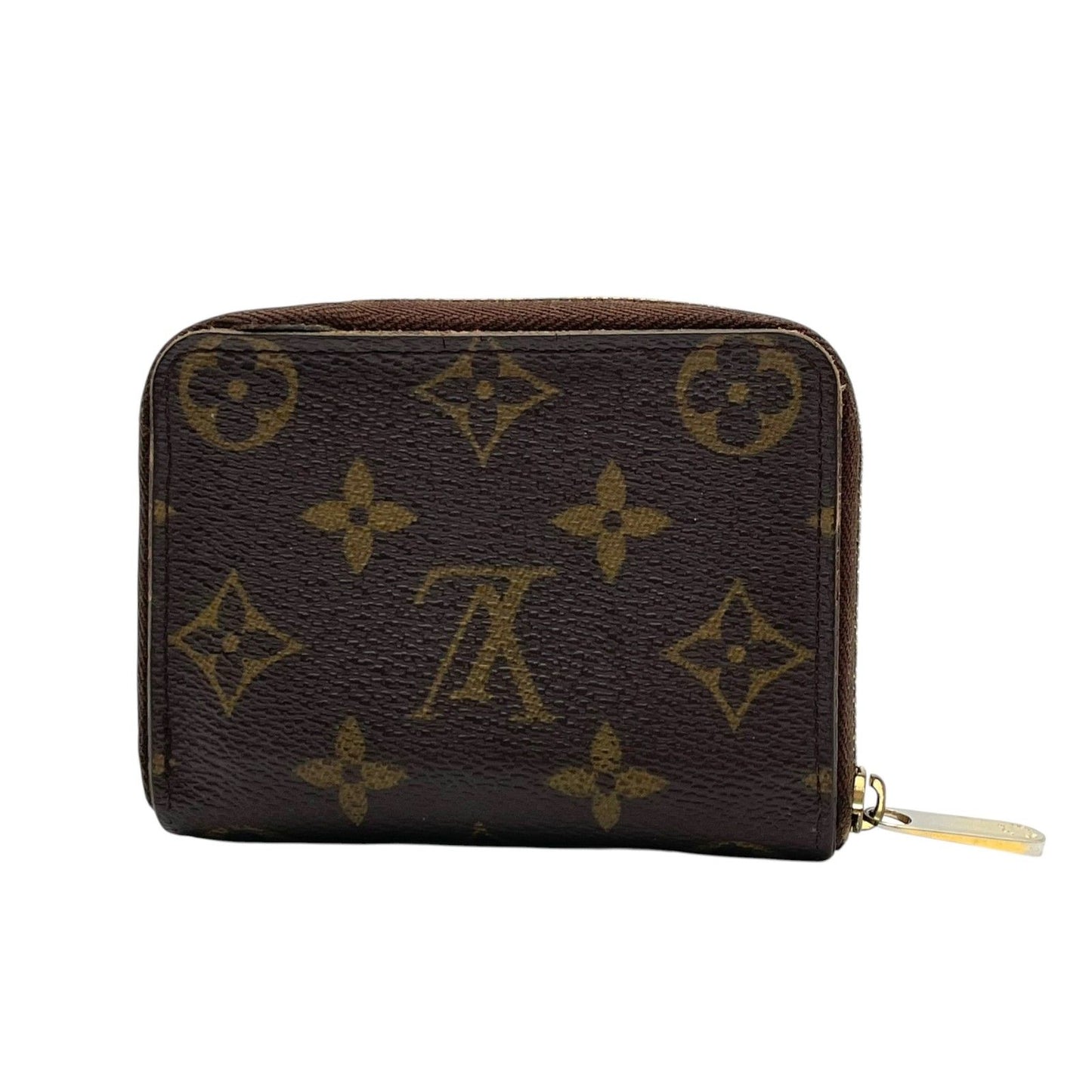 Louis Vuitton Monogram Zippy Coin Purse Wallet Zip Around Leather Brown Gold — view 3