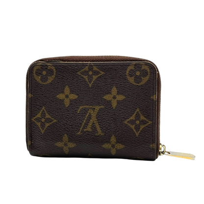 Louis Vuitton Monogram Zippy Coin Purse Wallet Zip Around Leather Brown Gold — view 3