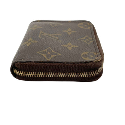 Louis Vuitton Monogram Zippy Coin Purse Wallet Zip Around Leather Brown Gold — view 5