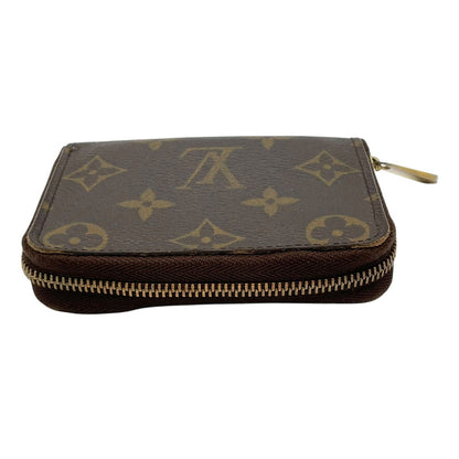Louis Vuitton Monogram Zippy Coin Purse Wallet Zip Around Leather Brown Gold — view 6