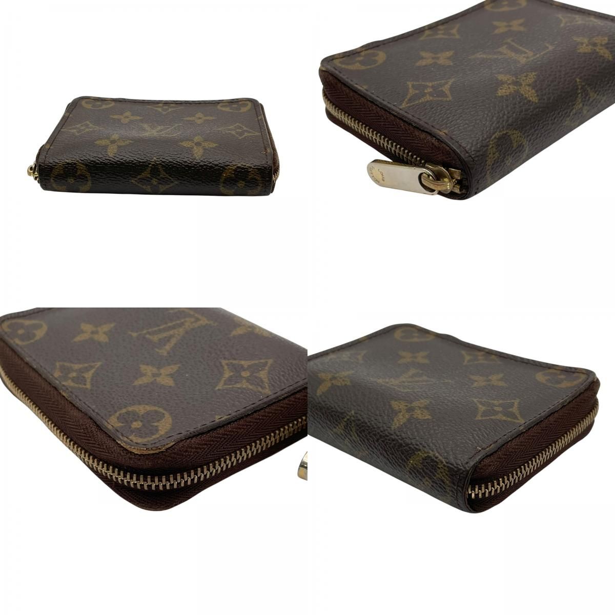 Louis Vuitton Monogram Zippy Coin Purse Wallet Zip Around Leather Brown Gold — view 7