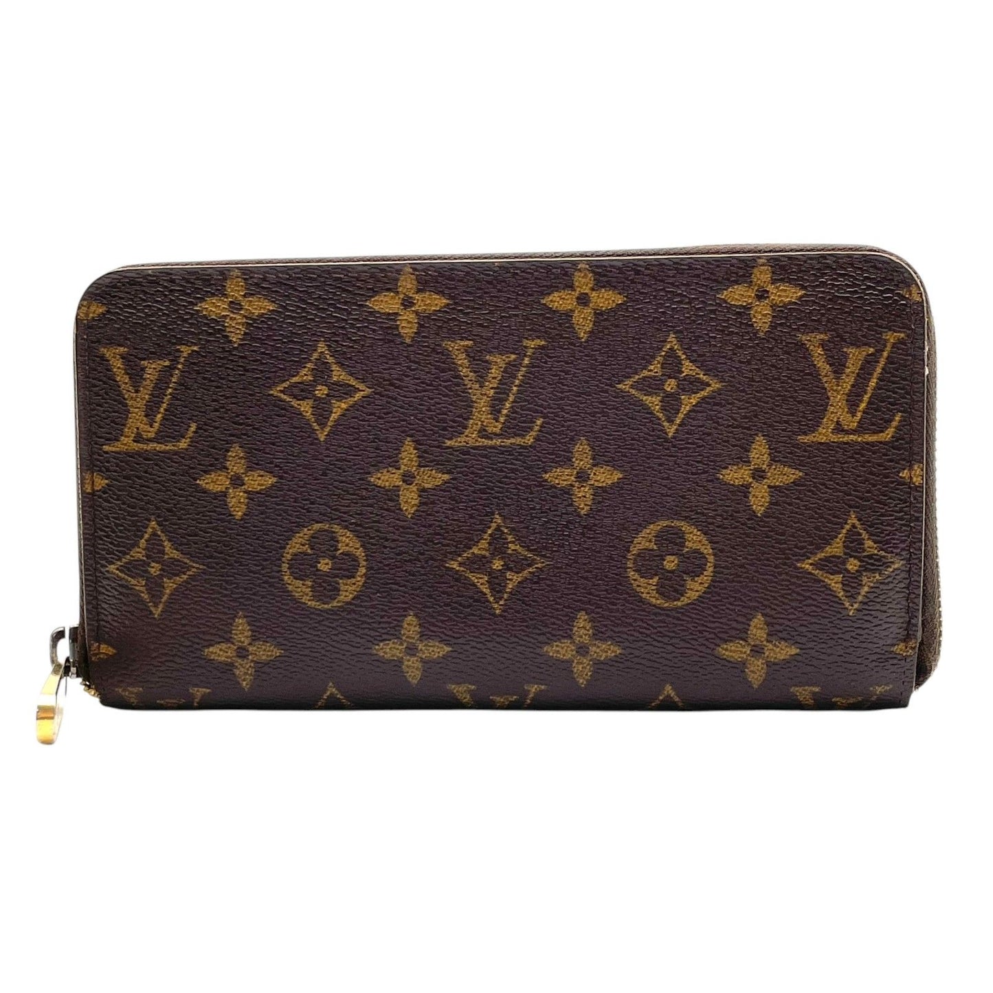 Louis Vuitton Monogram Zippy Wallet Zip Around Leather Brown Gold Great — view 2