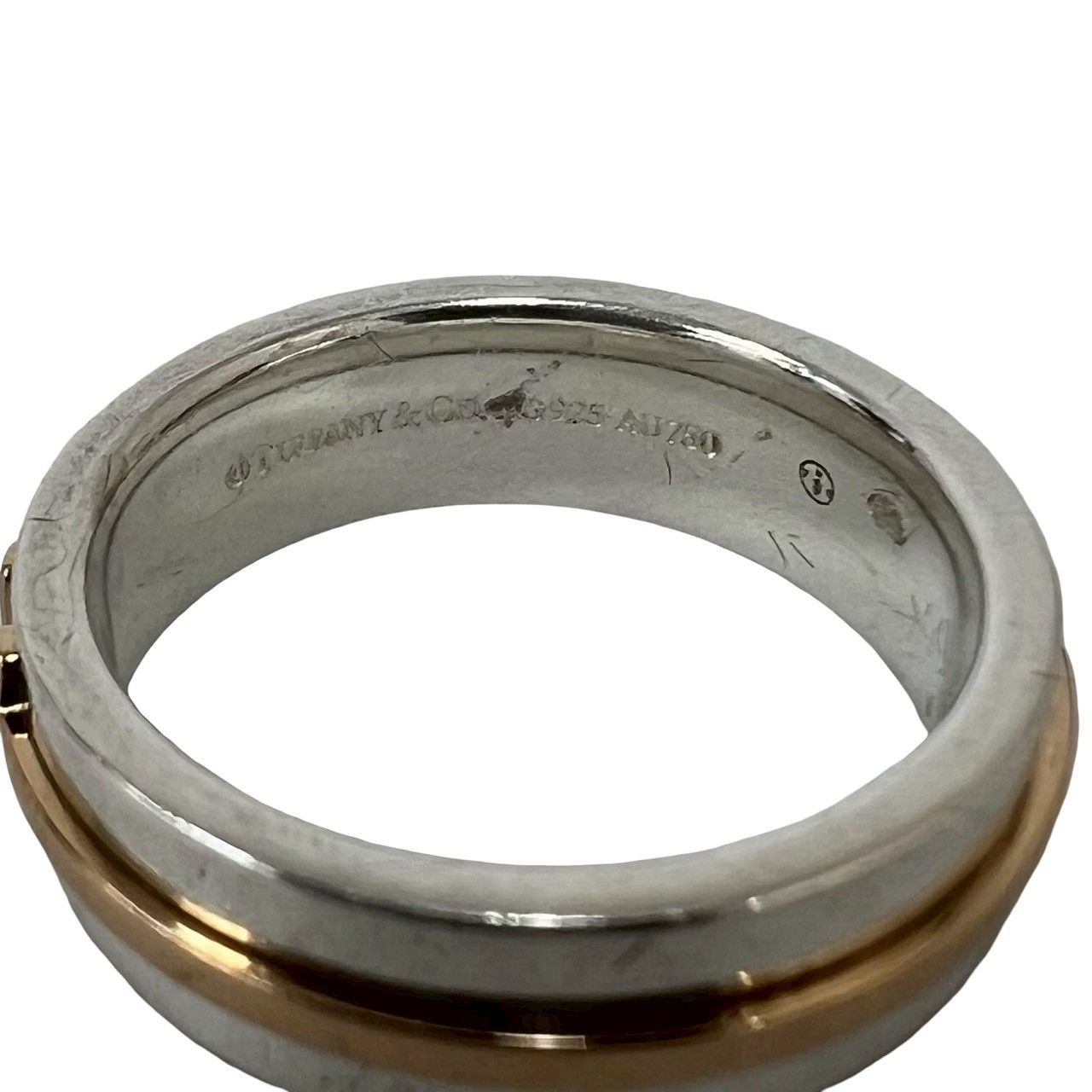 Tiffany & Co T Two Narrow Ring 925 Sterling Silver Gold — view 3