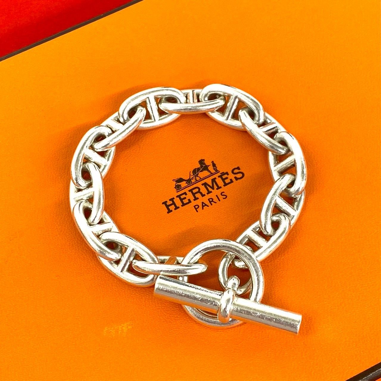 Hermes Chaine D'ancre GM 13 Frame Bracelet 925 Sterling Silver