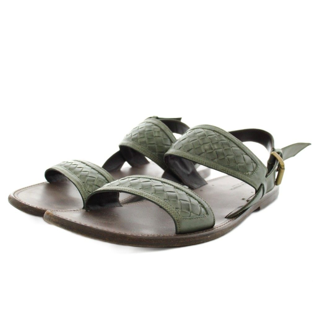 Bottega Veneta Intrecciato Sandals Strap Leather 44 Khaki Brown