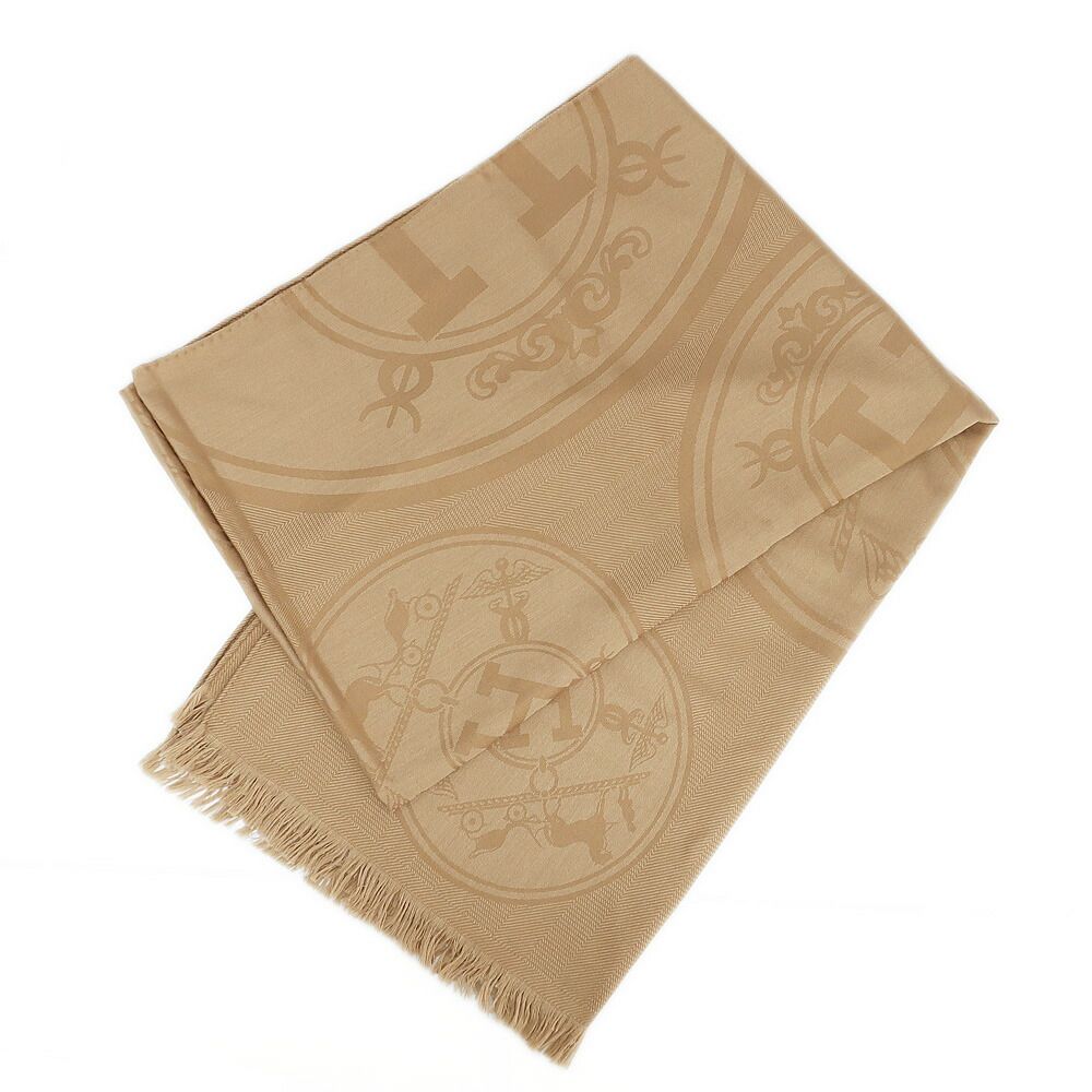 Hermes Heaven Cashmere Shawl New Libris Brown Scarf