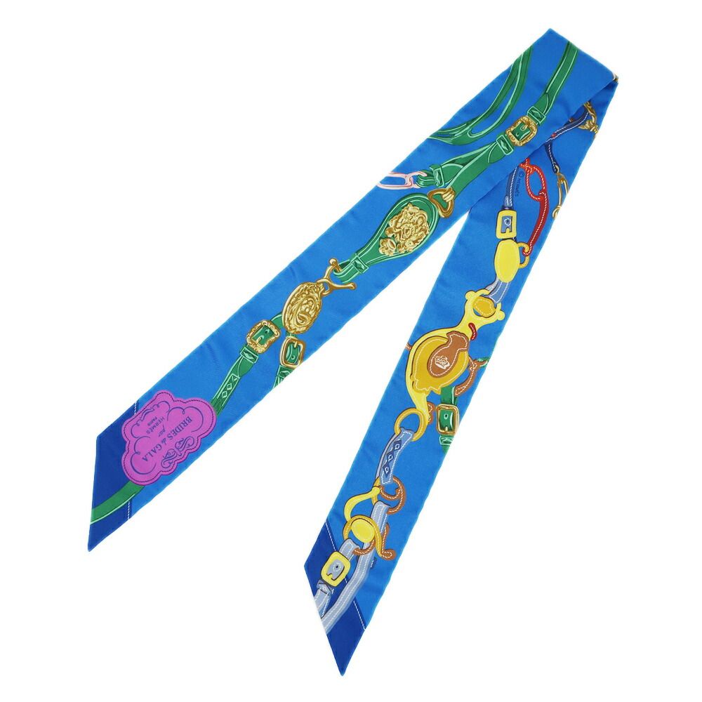 Hermes Ten Twill Brides de Gala Applique Scarf Silk Blue Multicolor