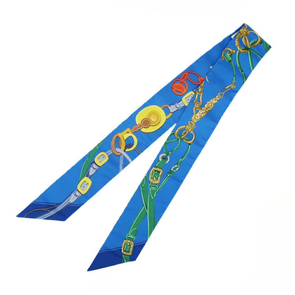Hermes Ten Twill Brides de Gala Applique Scarf Silk Blue Multicolor — view 2