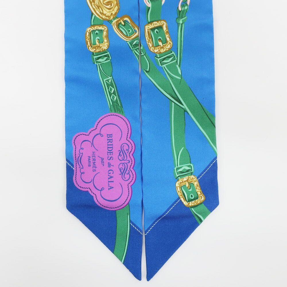 Hermes Ten Twill Brides de Gala Applique Scarf Silk Blue Multicolor — view 4