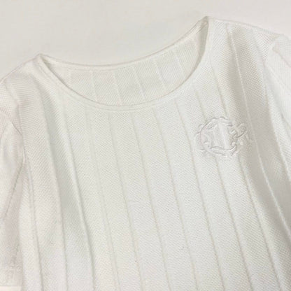 Dior Short Sleeve Knit Summer Sweater Emblem Embroidery White Cotton — view 4