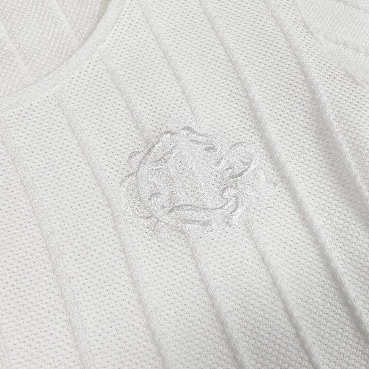Dior Short Sleeve Knit Summer Sweater Emblem Embroidery White Cotton — view 7