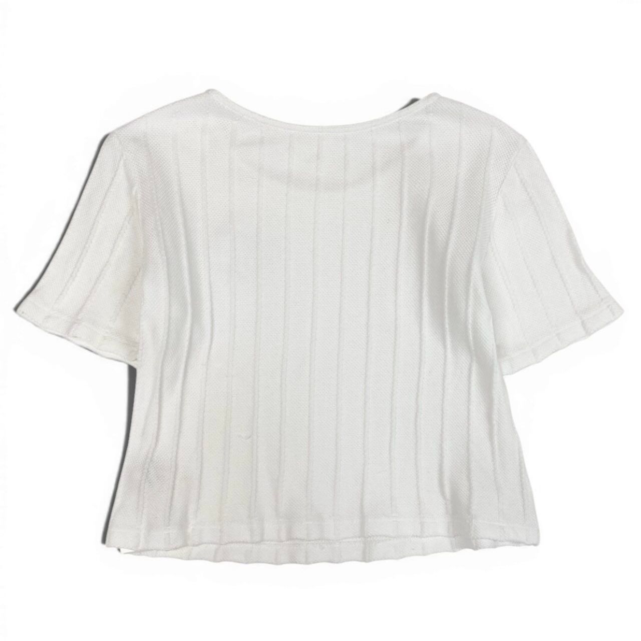 Dior Short Sleeve Knit Summer Sweater Emblem Embroidery White Cotton — view 3