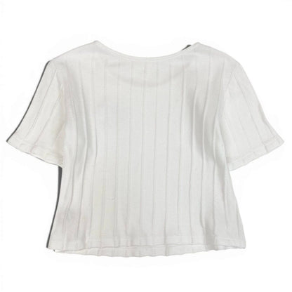 Dior Short Sleeve Knit Summer Sweater Emblem Embroidery White Cotton — view 3