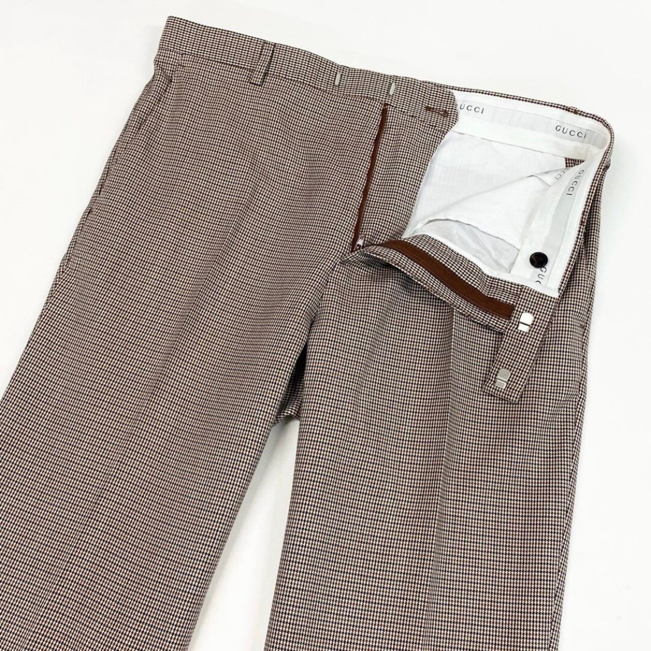 Gucci Houndtooth Trousers Pants Brown Wool — view 4