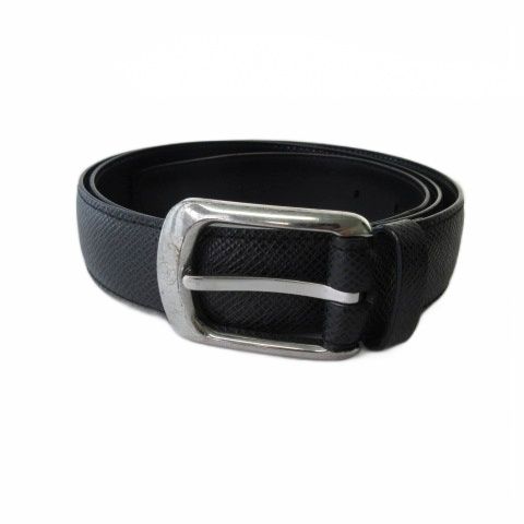 Louis Vuitton Taiga Ceinture Ellipse Belt Leather Black Silver 90
