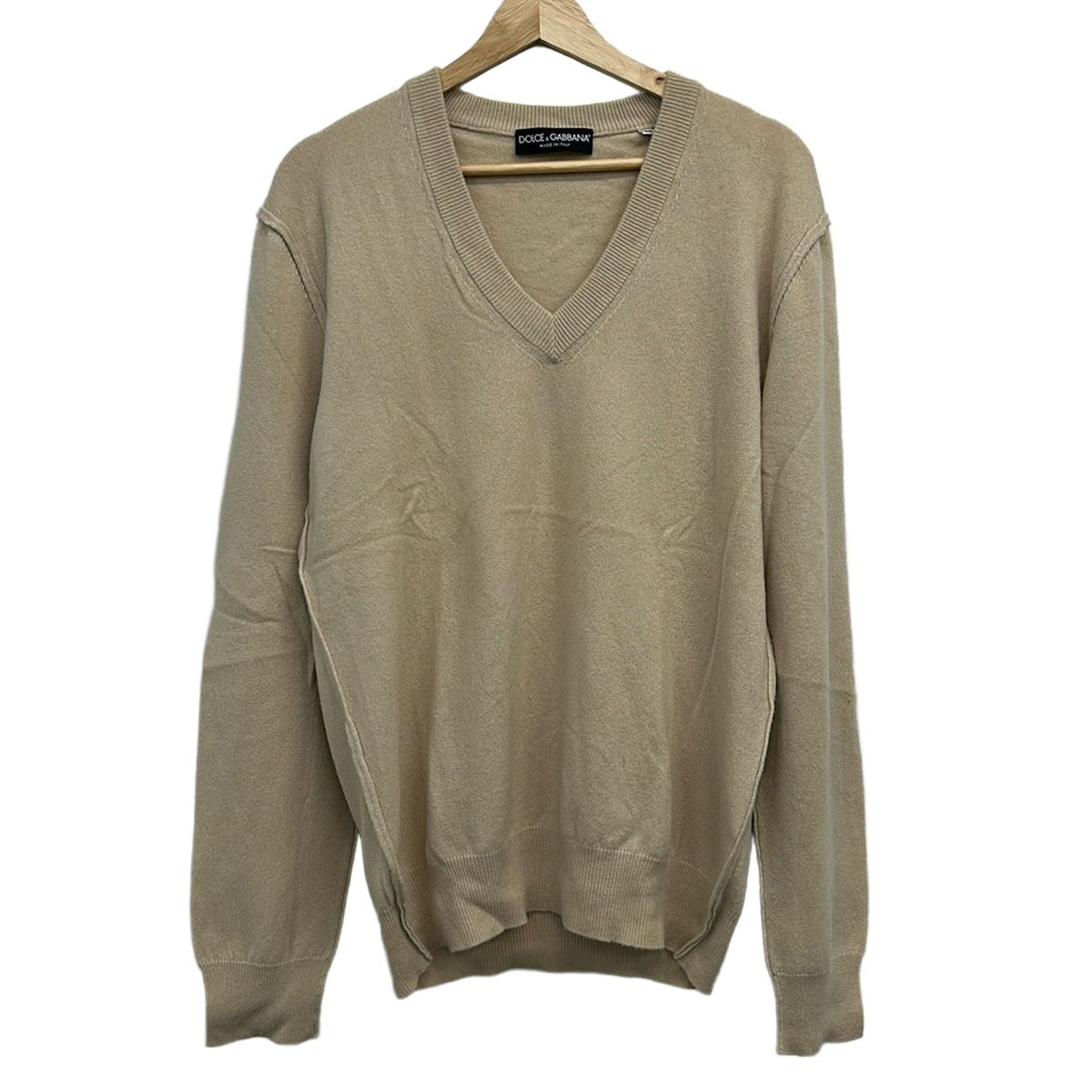 Dolce & Gabbana Long Sleeve Sweater 50 M Beige Neck Cashmere