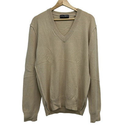 Dolce & Gabbana Long Sleeve Sweater 50 M Beige Neck Cashmere