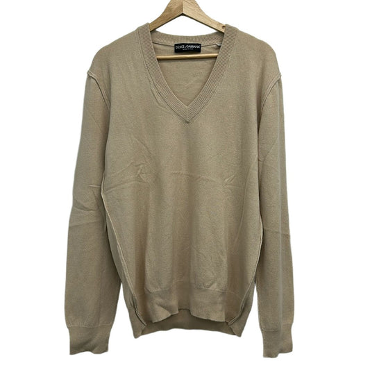Dolce & Gabbana Long Sleeve Sweater 50 M Beige Neck Cashmere