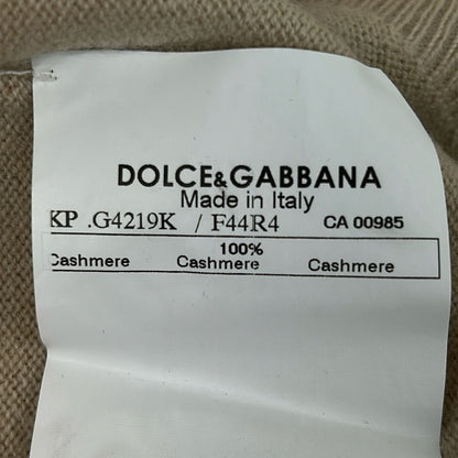 Dolce & Gabbana Long Sleeve Sweater 50 M Beige Neck Cashmere — view 4