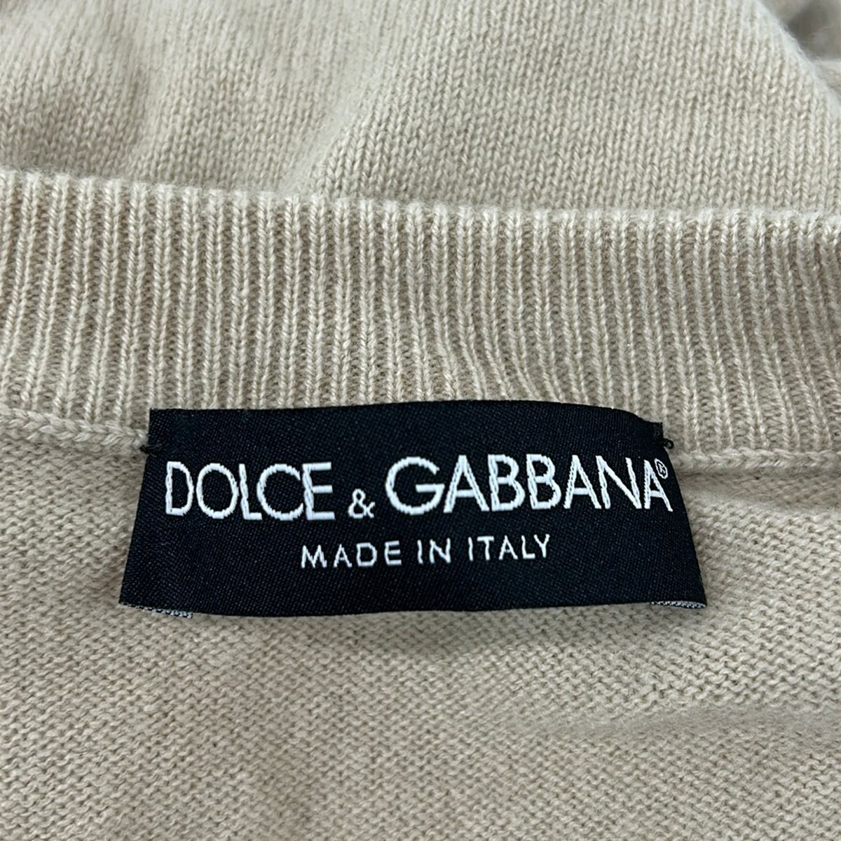 Dolce & Gabbana Long Sleeve Sweater 50 M Beige Neck Cashmere — view 3