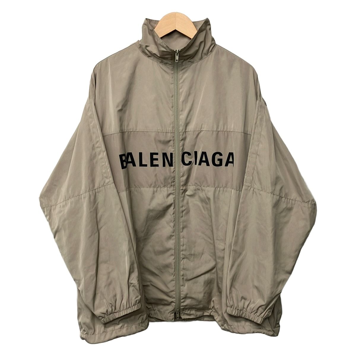 Balenciaga Jacket Xxs Gray Beige Black Long Sleeve Zip Up Logo Print Spring