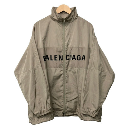 Balenciaga Jacket Xxs Gray Beige Black Long Sleeve Zip Up Logo Print Spring