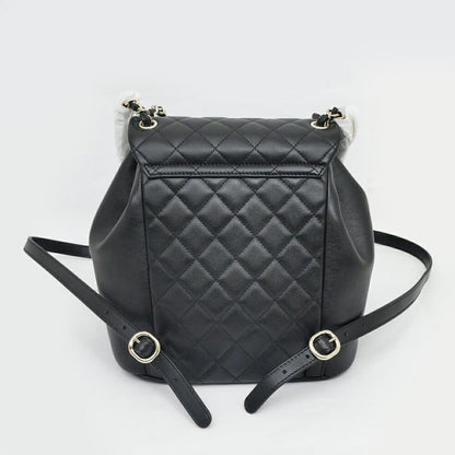 Chanel Dumas Backpack Black Champagne Gold Quilted Lambskin — view 8