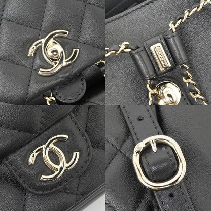 Chanel Dumas Backpack Black Champagne Gold Quilted Lambskin — view 7