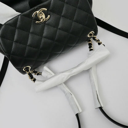 Chanel Dumas Backpack Black Champagne Gold Quilted Lambskin — view 9