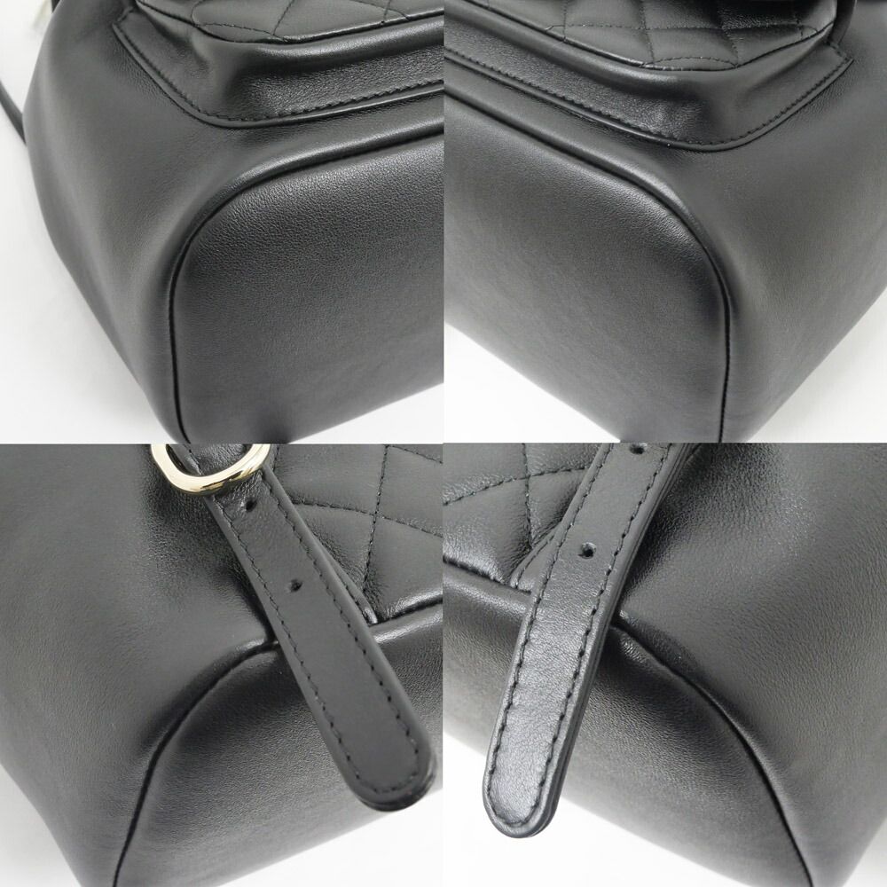 Chanel Dumas Backpack Black Champagne Gold Quilted Lambskin — view 4