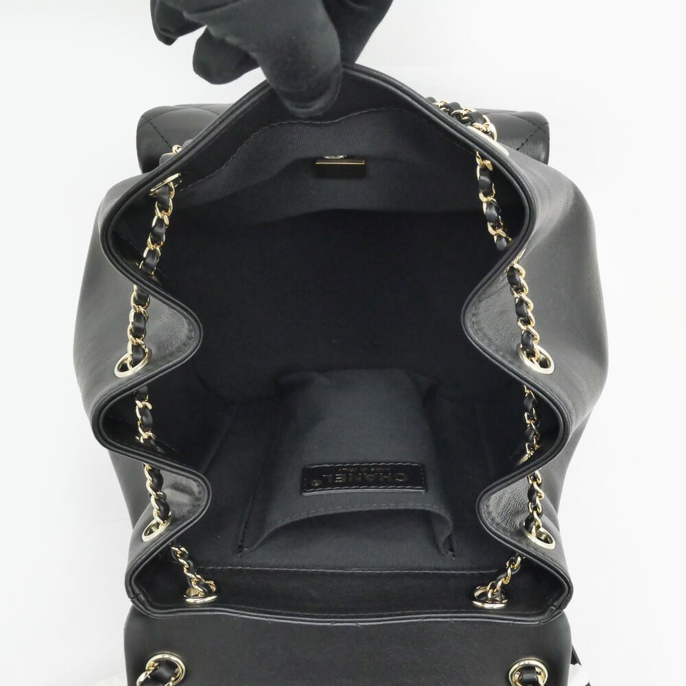 Chanel Dumas Backpack Black Champagne Gold Quilted Lambskin — view 5