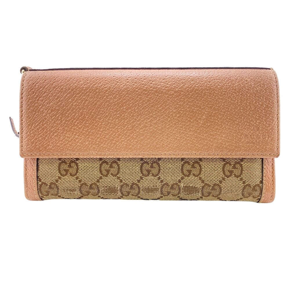 Gucci Covered Zipper Coin Purse Wallet GG Canvas Beige