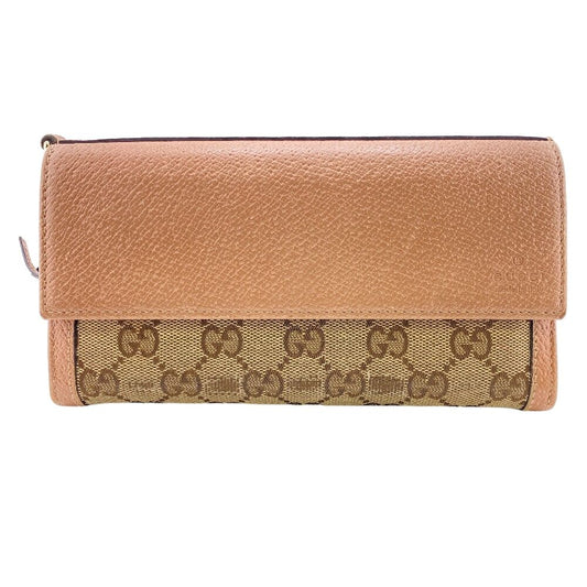 Gucci Covered Zipper Coin Purse Wallet GG Canvas Beige