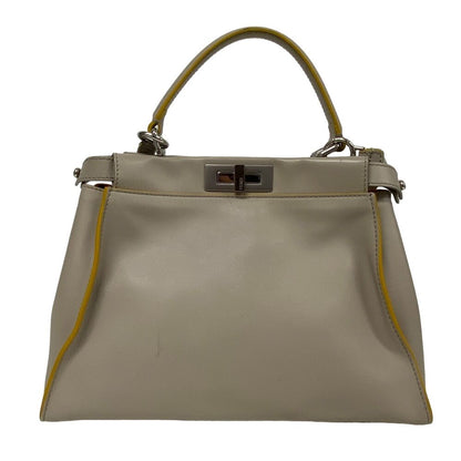 Fendi Peekaboo Leather Handbag Gray — view 2