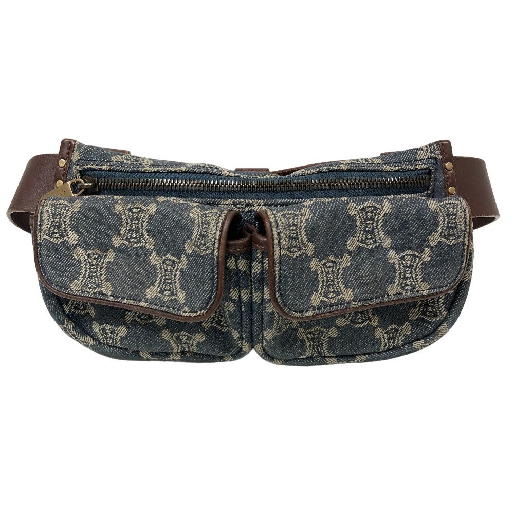Celine Triomphe Waist Pouch Macadam Denim Belt Bag Blue