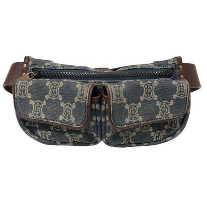 Celine Triomphe Waist Pouch Macadam Denim Belt Bag Blue