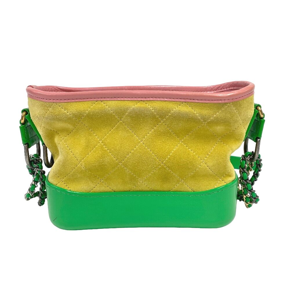 Chanel Gabrielle Chain Shoulder CC Logo Suede Bag Yellow — view 2