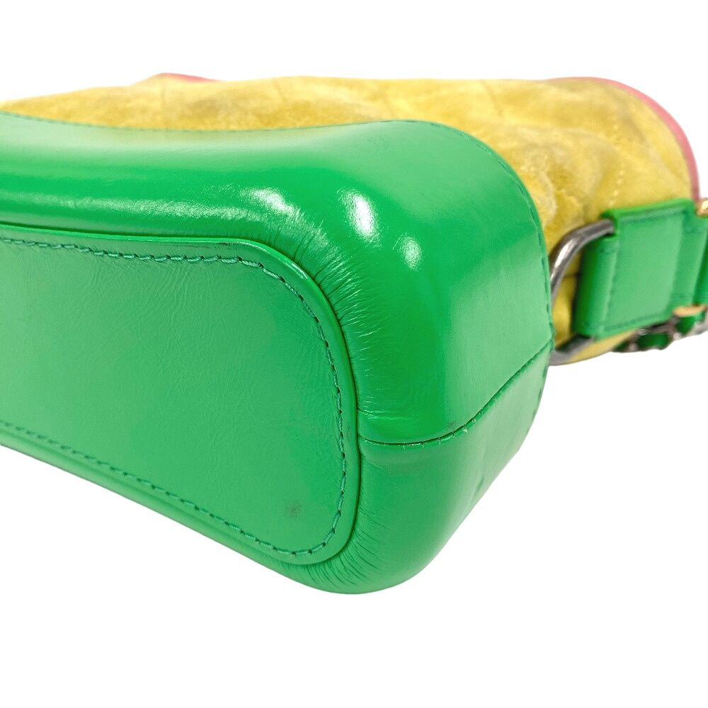 Chanel Gabrielle Chain Shoulder CC Logo Suede Bag Yellow — view 3