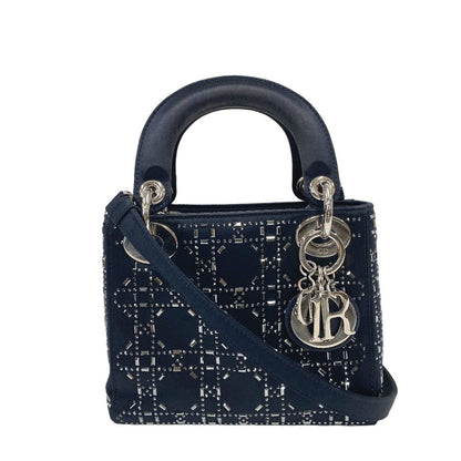 Dior Mini Cannage Lady 2-Way Rhinestone Satin Shoulder