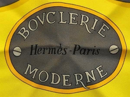 Hermes Shawl Carre 90 Yellow Multicolor Silk 100% Bouclerie Moderne Scarf — view 4