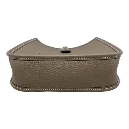 Hermes Shoulder Bag Evelyne TPM Taurillon Clemence Etoupe Blue Indigo Gray — view 5