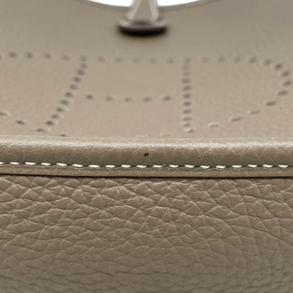 Hermes Shoulder Bag Evelyne TPM Taurillon Clemence Etoupe Blue Indigo Gray — view 8