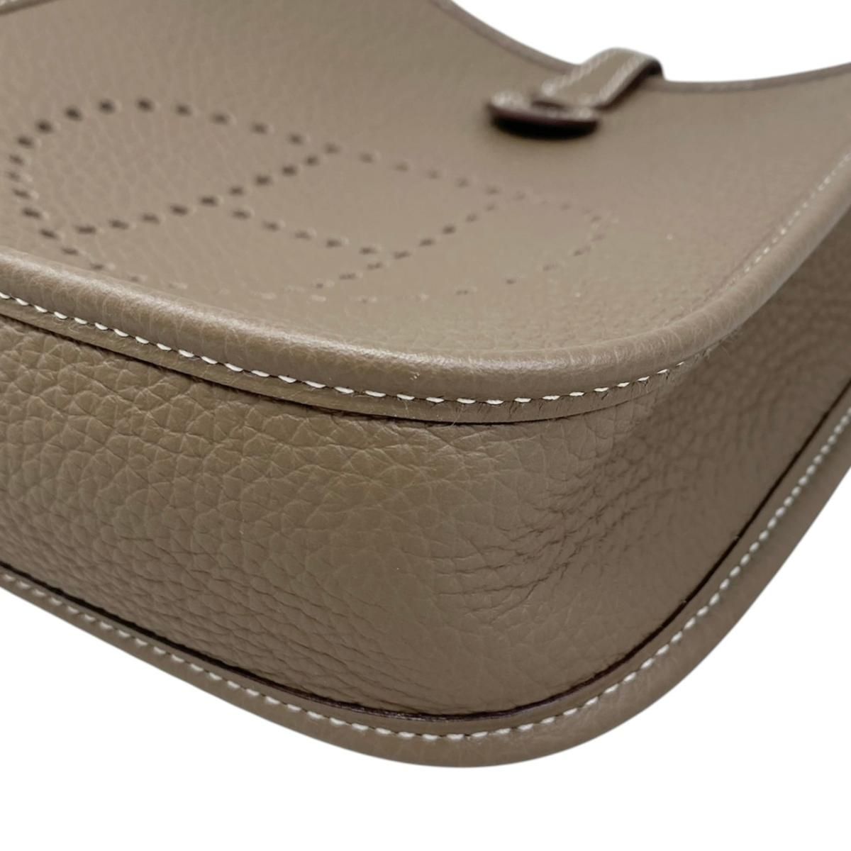 Hermes Shoulder Bag Evelyne TPM Taurillon Clemence Etoupe Blue Indigo Gray — view 7