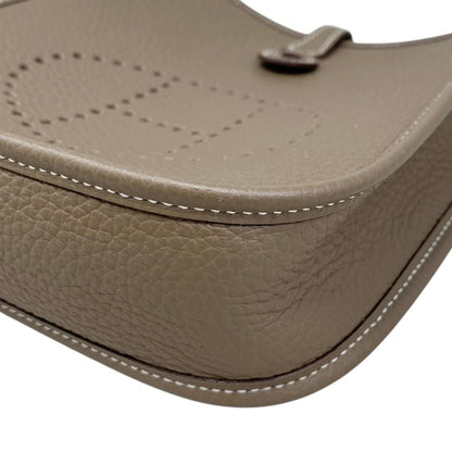 Hermes Shoulder Bag Evelyne TPM Taurillon Clemence Etoupe Blue Indigo Gray — view 7